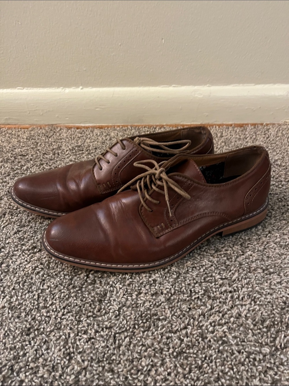 Men's Madden Brown Leather Lace-Up Dress Shoes - Picture 3 of 6